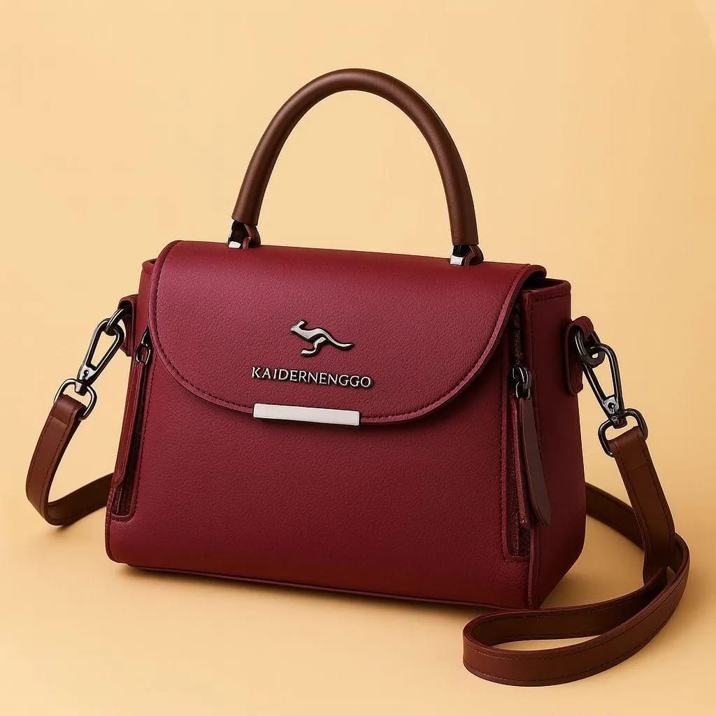 AURA ROYALE Premium Designer Kangaroo Emblem Top-Handle Handbag with Crossbody Strap for Women