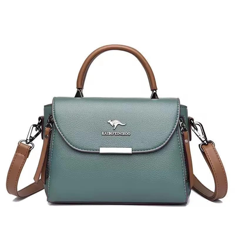AURA ROYALE Premium Designer Kangaroo Emblem Top-Handle Handbag with Crossbody Strap for Women