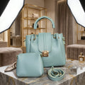 Aura Royale Mint Green Luxury 3-Piece Women's Handbag Set – Tote, Pouch & Crossbody Strap